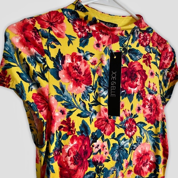 NWT Joe & Elle Red Yellow Rose Bodycon Dress Small Bridgerton Floral Tea Dress - Picture 4 of 6
